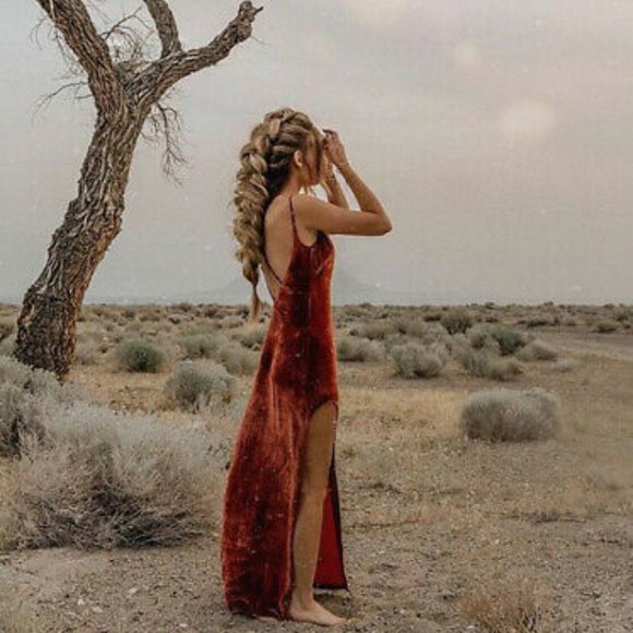For Love & Lemons Nadine Velvet Maxi Dress in Rust, NWT! - Picture 2 of 14